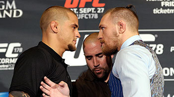 Dustin Poirier And Conor Mcgregor Face Off.