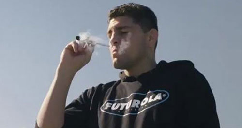 Nick Diaz Smoking Big Weed Joint.