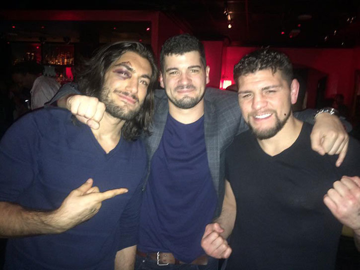 Hanging With Nick Diaz And Elias Theodorou At Ufc 194 Afterparty.