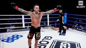 Nieky Holzken Celebrates Another Stoppage In Glory Kickboxing.